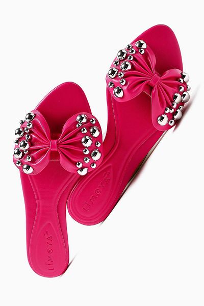Limoya Γυναικείες παντόφλες Dotty Fuchsia Kabara Studded Bow