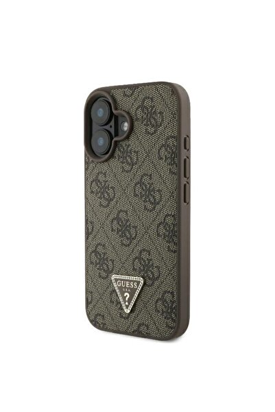 Guess Θήκη για iPhone 16 - Guess Δερμάτινη Μεταλλική Θήκη με Στρας και Λογότυπο Crossbody (GUHCP16SP4TDSCPW) - Καφέ