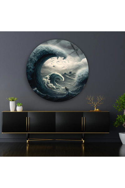 TAULART DIZAJN VELIKIH TALASA MODERAN NELOMIJIV LUKSUZNI OKRUGLI STAKLENI STO...