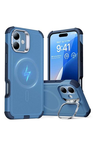 ESR Carcasă pentru iPhone 16 - ESR Cyber ​​Armor cu suport - Albastră
