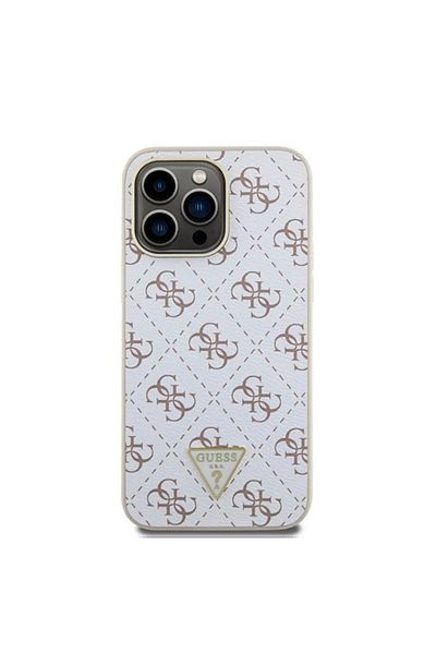 Guess Case for iPhone 16 Pro Max - Guess Hardcase 4G Triangle Metal Logo (GUHCP16XPG4GPH) - White