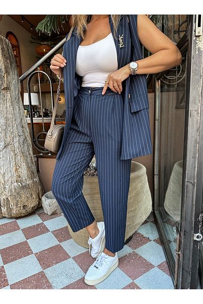 modayaselam Atlas Fabric Premium Size Sleeveless Jacket Vest Set with Pants