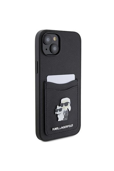 Karl Lagerfeld Carcasă pentru iPhone 15 - Karl Lagerfeld Saffiano Cardlot (KLHCP15SSAPKCNPK) - Karl&Choupette