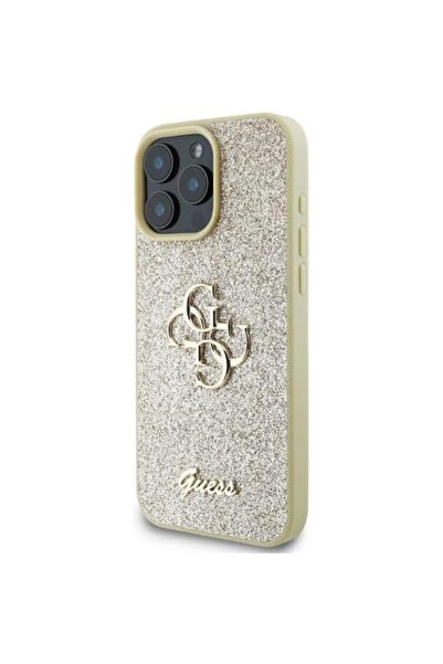 Guess Θήκη για iPhone 16 Pro - Guess Glitter Fixed Big 4G (GUHCP16LHG4SGD) - Χρυσή