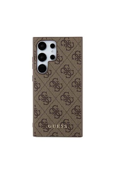 Guess Case for Samsung Galaxy S24 Ultra - Guess Hardcase 4G Metal Gold Logo (GUHCS24LG4GFBR) - Brown