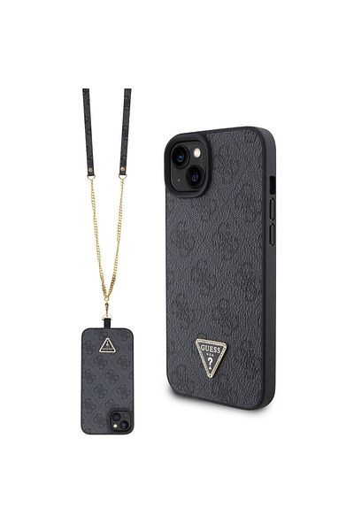 Guess Case for iPhone 15 - Guess Crossbody 4G Metal Logo (GUHCP15SP4TDSCPK) - Black