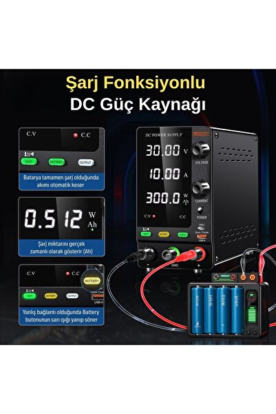 SMARTGIFT 0-60V/0-5A Ayarlanabilir Dc Güç Kaynağı Voltaj Regülatörü Şarj Fonksiyonlu Model (SİYAH)