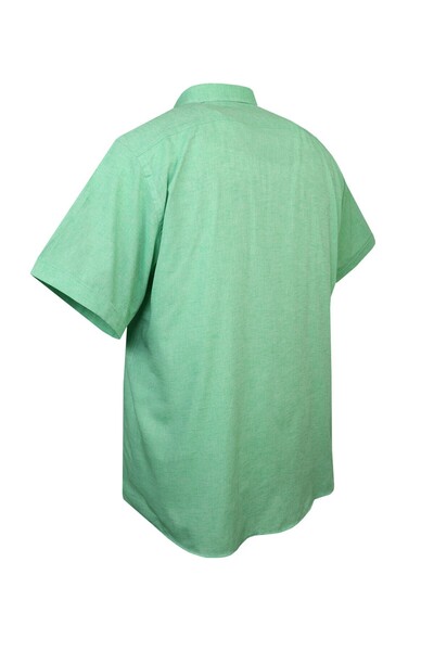 tambattal Plus Size Linen Shirt Short Sleeve Button Collar (Wide Relaxed Fit)