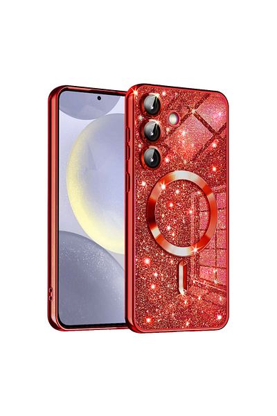 Techsuit Samsung Galaxy S24 Case - Techsuit Luxury Glitter MagSafe - Red