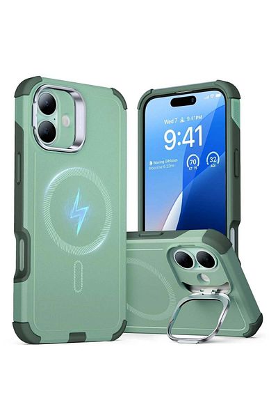 ESR IPhone 16 Case - ESR Cyber Armor Kickstand - Green