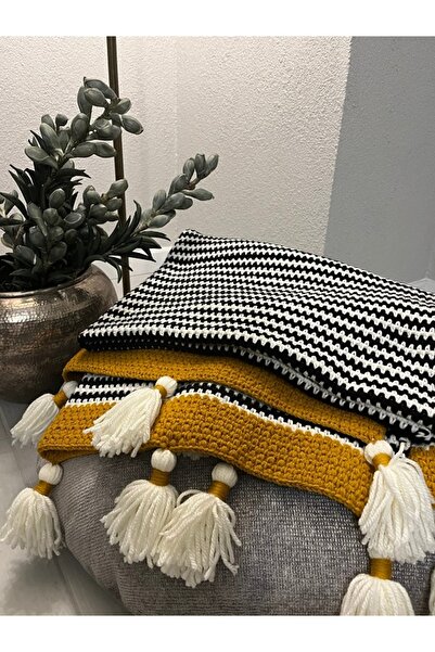 MSS ATALIER El Örgüsü Pamuklu Tv Battaniyesi ,koltuk Şalı,ev Salon Tekstili,dekor,yatak Örtüsü,yılbaşı Hediye