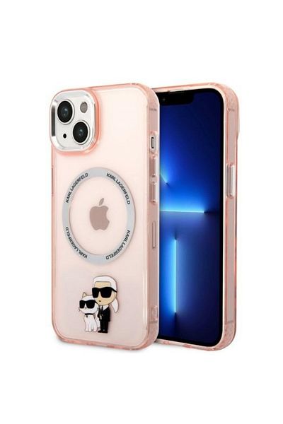 Karl Lagerfeld Carcasă pentru iPhone 14 - Karl Lagerfeld Hardcase MagSafe (KLHMP14SHNKCIP) - Roz iconic Karl&Choupette