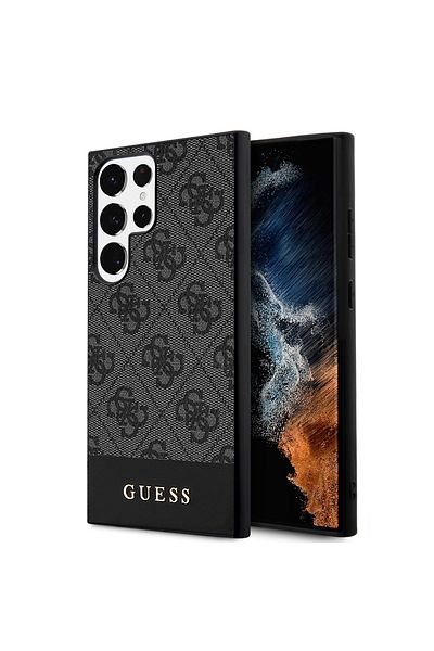 Guess Case for Samsung Galaxy S24 Ultra - Guess Hardcase 4G Stripe Collection (GUHCS24LG4GLGR) - Black