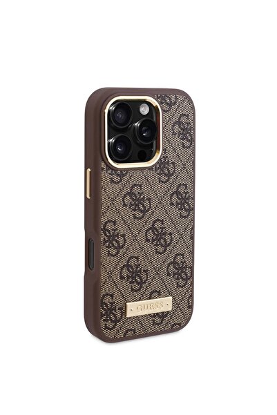 Guess Θήκη για iPhone 16 Pro - Guess Hardcase 4G Logo Plate MagSafe (GUHMP16LU4GPRB) - Μπλε