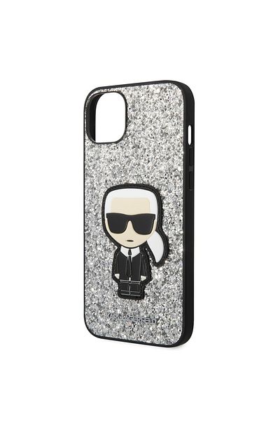 Karl Lagerfeld Carcasă pentru iPhone 14 Plus - Karl Lagerfeld Hardcase Glitter (KLHCP14MGFKPG) - Silver Flakes Ikonik
