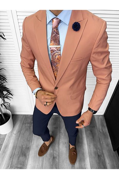 dehaine Sacou pentru barbati, slim fit, uni, 11850, portocaliu
