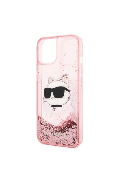 Karl Lagerfeld Carcasă pentru iPhone 14 Plus - Karl Lagerfeld Hardcase Glitter (KLHCP14MLNCHCP) - Cap de Choupette Roz