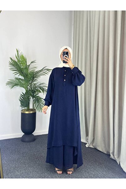 Esre Store 4533 - طقم حجاب مكون من قطعتين باللون الأزرق الداكن