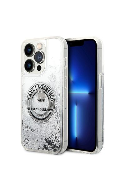 Karl Lagerfeld Carcasă pentru iPhone 14 Pro - Karl Lagerfeld Hardcase cu sclipici lichid (KLHCP14LLCRSGRS) - Argintiu RSG