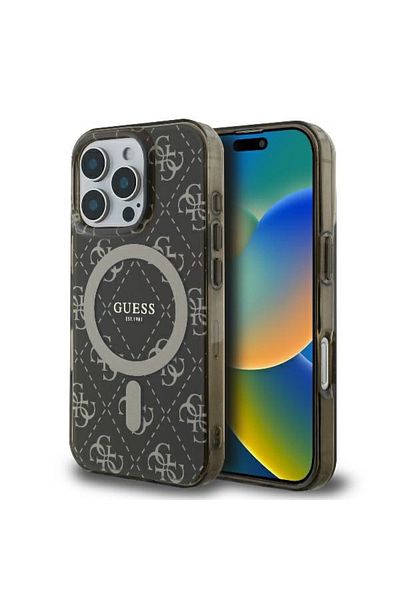 Guess Case for iPhone 16 Pro - Guess IML 4G Background MagSafe (GUHMP16LH4DTEW) - Brown