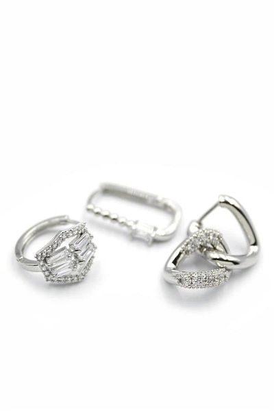 PRATİKOBA 3-Piece Hoop Earrings - Silver