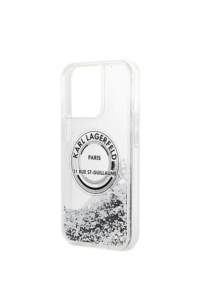 Karl Lagerfeld Carcasă pentru iPhone 14 Pro Max - Karl Lagerfeld Hardcase cu sclipici lichid (KLHCP14XLCRSGRS) - Argintiu RSG
