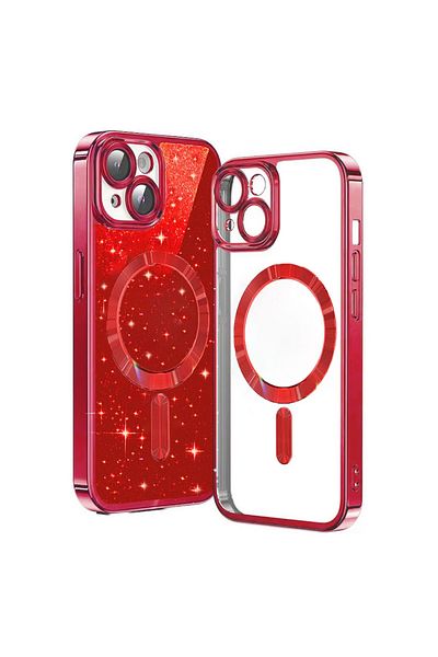 Techsuit IPhone 15 Case - Techsuit Luxury Glitter MagSafe - Red