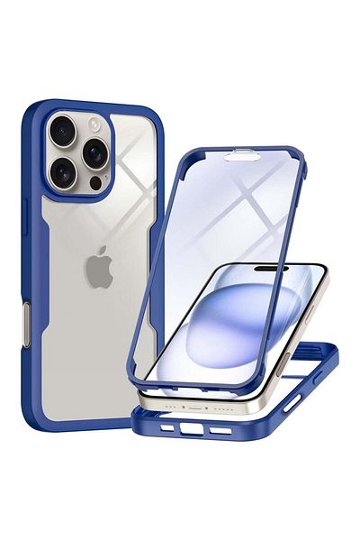 Techsuit Husă iPhone 16 Pro + Protector de Ecran - Techsuit ColorVerse 360 ​​Series - Albastră