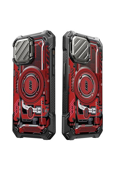 Supcase IPhone 15 Pro Max Case - Supcase Unicorn Beetle XT MagSafe - Red Circuit