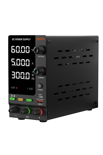 SMARTGIFT 0-60V/0-5A Ayarlanabilir Dc Güç Kaynağı Voltaj Regülatörü Şarj Fonksiyonlu Model (SİYAH)