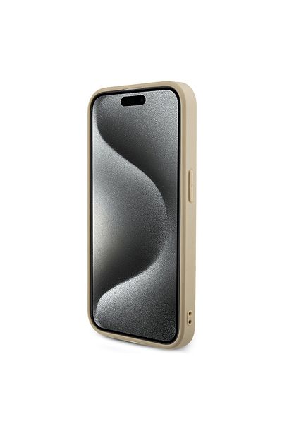Guess Case for iPhone 15 Pro - Guess Saffiano Iridescent Script (GUHCP15LPSAIRSD) - Gold