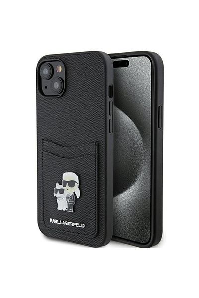 Karl Lagerfeld Carcasă pentru iPhone 15 - Karl Lagerfeld Saffiano Cardlot (KLHCP15SSAPKCNPK) - Karl&Choupette