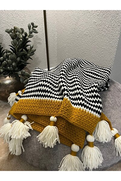 MSS ATALIER El Örgüsü Pamuklu Tv Battaniyesi ,koltuk Şalı,ev Salon Tekstili,dekor,yatak Örtüsü,yılbaşı Hediye