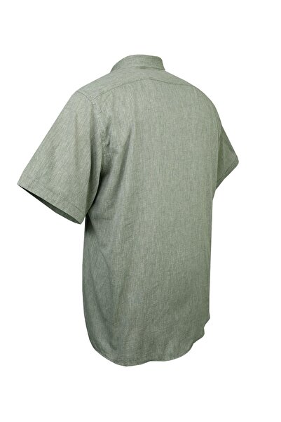 tambattal Λινό πουκάμισο μεγάλου μεγέθους με κοντό μανίκι γιακά με κουμπί (φαρδιά άνετη εφαρμογή)