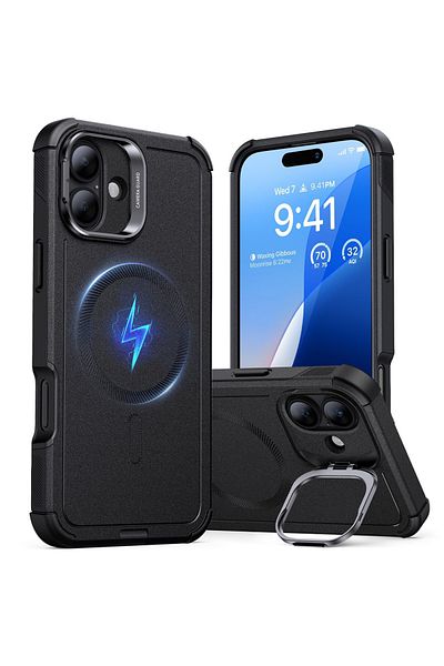 ESR IPhone 16 Plus Case - ESR Cyber Armor Kickstand - Black