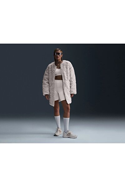 Nike Sportswear Cozy Long-Haired All-Over Swoosh Logo Lined Loose Full-Zip Kadın Ceket-FV8025-104-SP