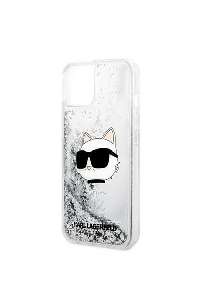Karl Lagerfeld Carcasă pentru iPhone 14 Plus - Karl Lagerfeld Hardcase Glitter (KLHCP14MLNCHCS) - Cap de Choupette argintiu