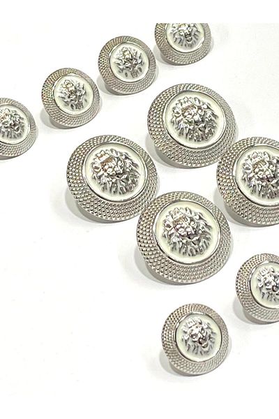 karantuhafiye Blazer Jacket Button Set 4+8 / Lion Model / White Inside Silver