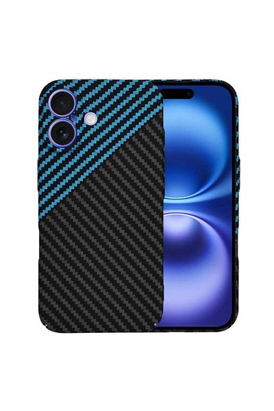 Techsuit Carcasă pentru iPhone 16 - Techsuit Carbonite FiberShell - Blue Pulse