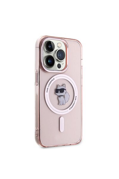 Karl Lagerfeld Carcasă pentru iPhone 15 Pro - Karl Lagerfeld IML MagSafe (KLHMP15LHFCCNOP) - Choupette roz