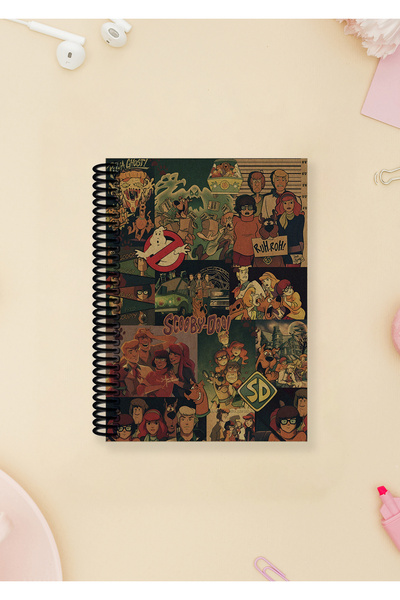Ludios Scooby Doo Kolaj A6 Çizgisiz Kraft Kapaklı Not Defteri (100 Sayfa)