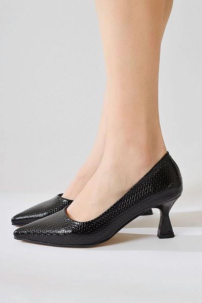 Limoya Dorothe Black Patterned Goblet Heel Stiletto, Women's High Heels