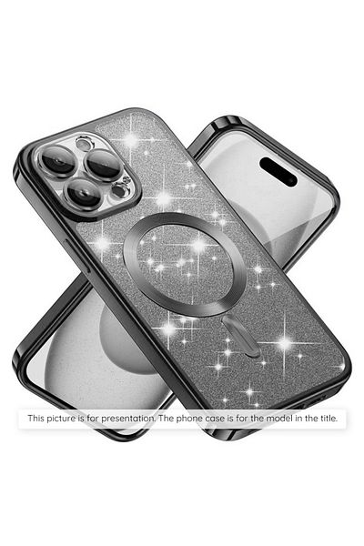 Techsuit Case for iPhone 15 Plus - Techsuit Luxury Glitter MagSafe - Black