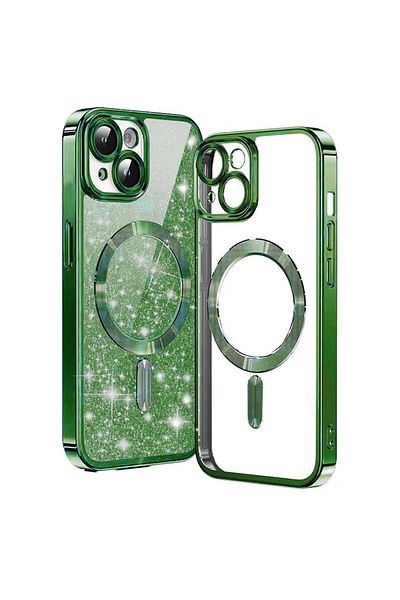 Techsuit Case for iPhone 15 - Techsuit Luxury Glitter MagSafe - Deep Green