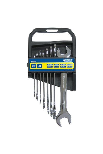 MEGA Set of Cr-Va 6-22Mm Open End Wrenches - 8P.