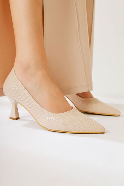 Limoya Dorothe Culoare Nud, Bej Cu Motiv Goblet Toc Stiletto, Pantofi De Damă Cu Toc