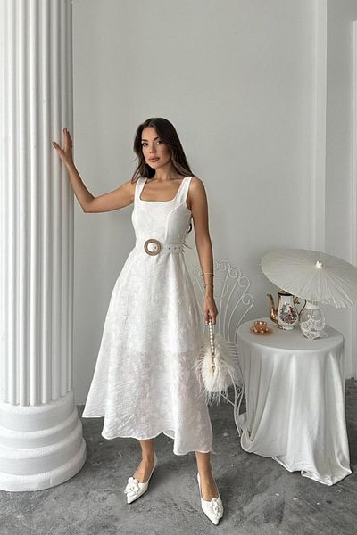 modaserdem Ecru Cup Long Dress