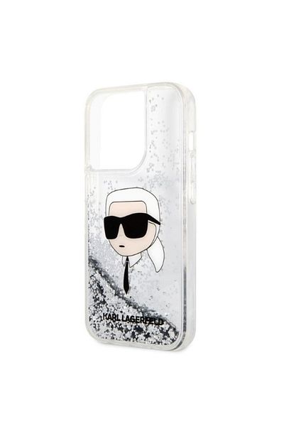 Karl Lagerfeld Carcasă pentru iPhone 14 Pro Max - Karl Lagerfeld Hardcase Glitter (KLHCP14XLNKHCH) - Karl Head argintiu