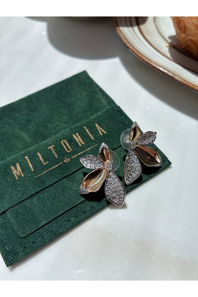Miltonia Flower Zircon Stone Tarnish Resistant Stylish Earrings