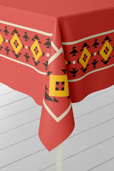 HediyeLabs Anatolian Inspired Ethnic Digital Printed Vinyl Tablecloth – Belly Patterned
